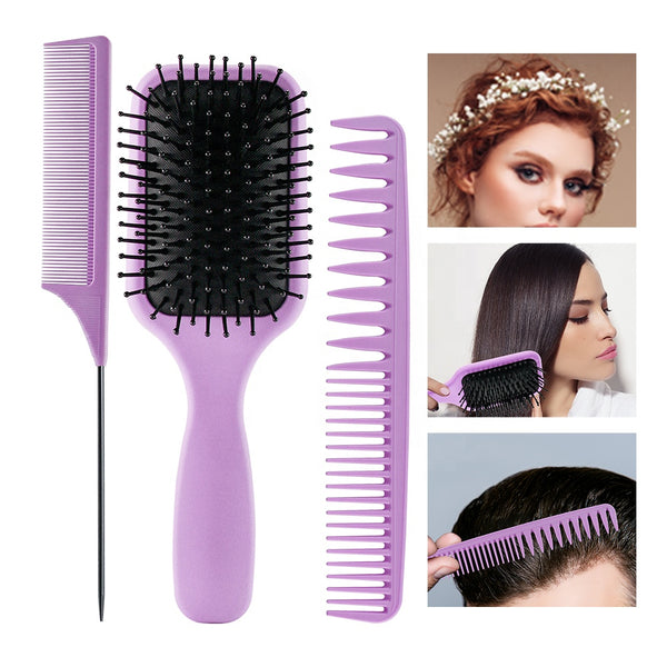 CestoMen 3pcs/set Purple Detangle Brush Set 04