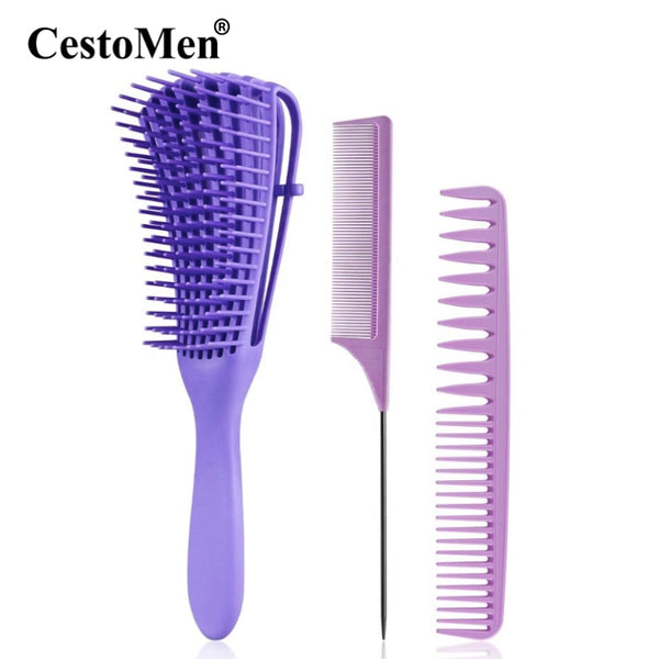 CestoMen 3pcs/set Purple Detangle Brush Set 02