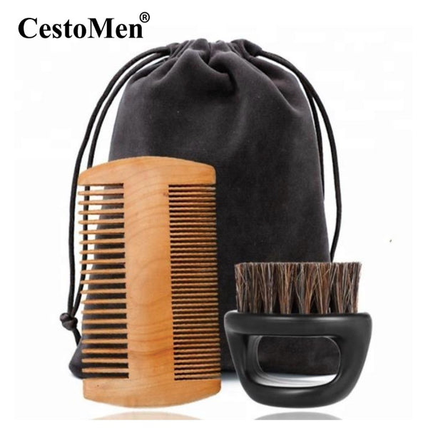 Plastic Handle Round Shaving Brush Beard Kit