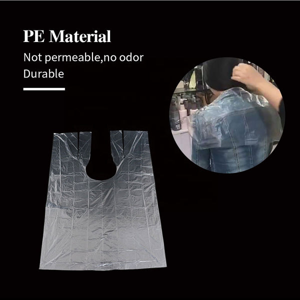 PE Transparent One-off Ear Cover, Gloves, Hair Cap, Disposable Cape set