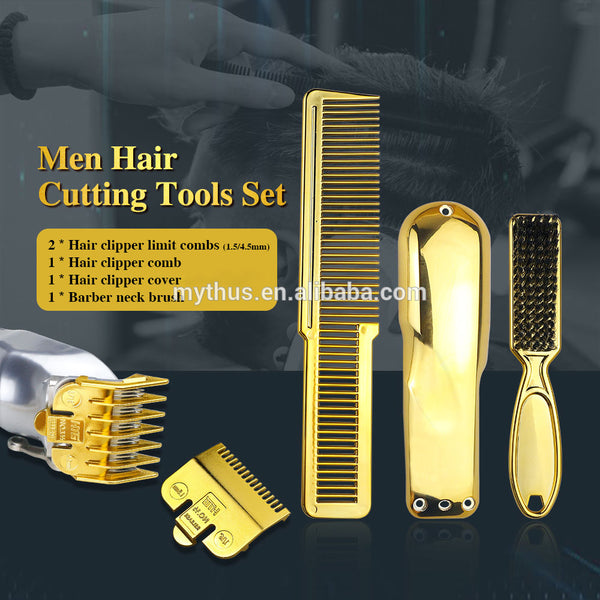 Luxury Pro Clips Case Gold Men's Grooming Beard Tools Set