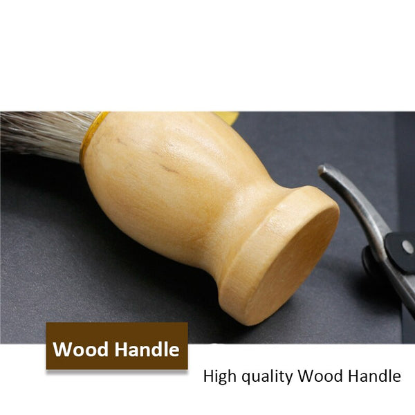 Hair Cleaning Appliance Tool Shaving Brush With Wood Handle