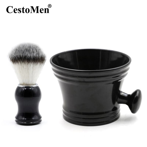 Stainless Steel Shaving Soap Mugs with Badger Hair Shave Brushes