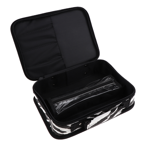 Stylish Zebra-stripe Hairdresser Styling Tools Box Makeup Train Case Barber Travel Organizer Zipper Bag
