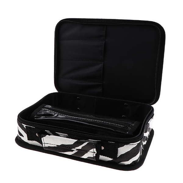 Stylish Zebra-stripe Hairdresser Styling Tools Box Makeup Train Case Barber Travel Organizer Zipper Bag