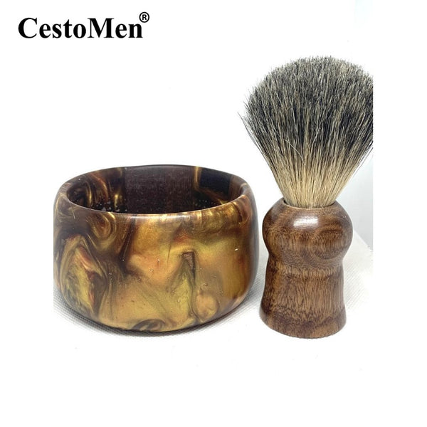 CestoMen Badger shave set, shaving brush with bowl