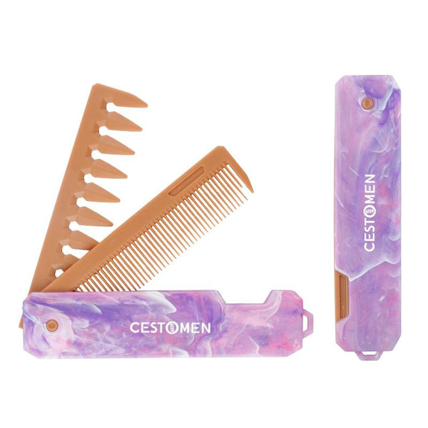 Marble Purple 2-IN-1 Folding Comb Mater