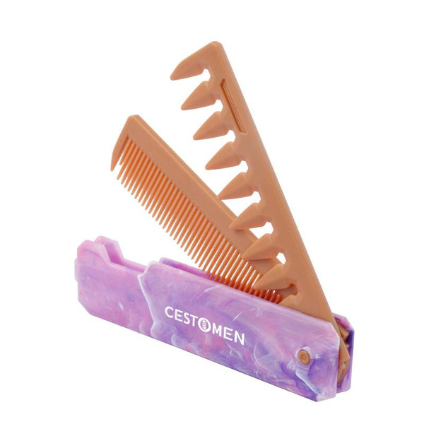 Marble Purple 2-IN-1 Folding Comb Mater