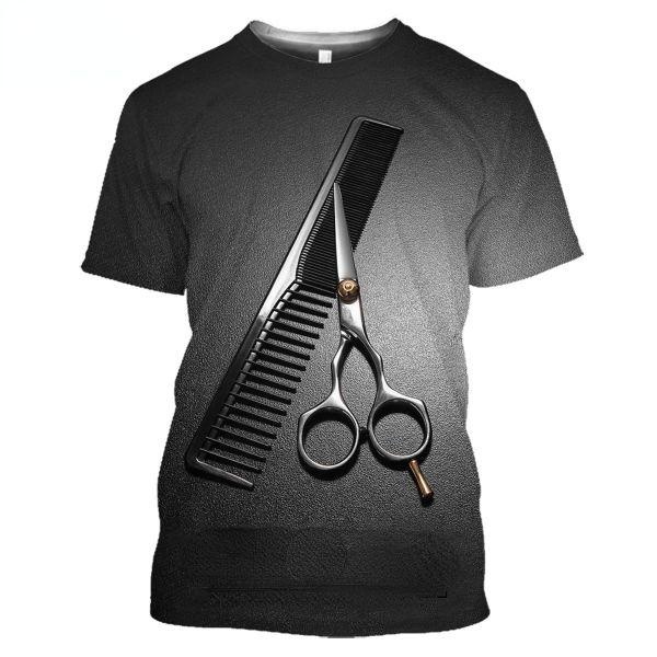 3D Barbershop T-shirt Scissors C6