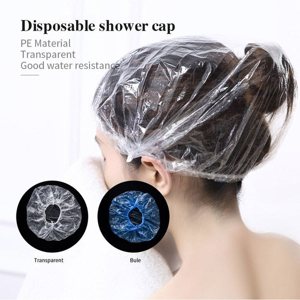 100pcs/lot Transparent Disposable Shower Caps