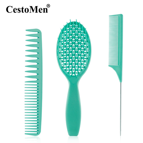 CestoMen 3pcs/set Green Detangle Brush Set 03