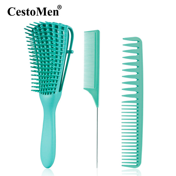 CestoMen 3pcs/set Green Detangle Brush Set 02