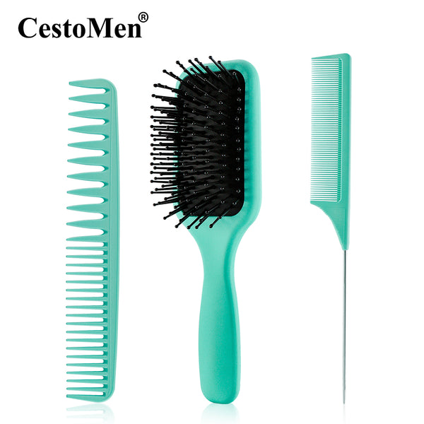 CestoMen 3pcs/set Green Detangle Brush Set 04