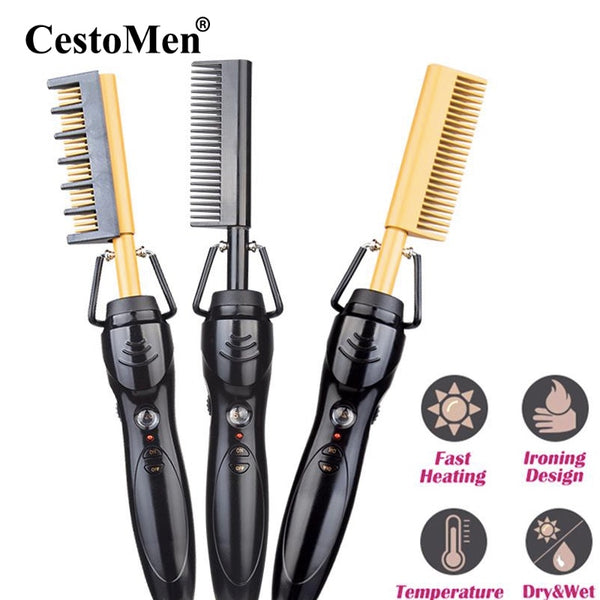 Electric Heating Hot Comb Hair Straightener