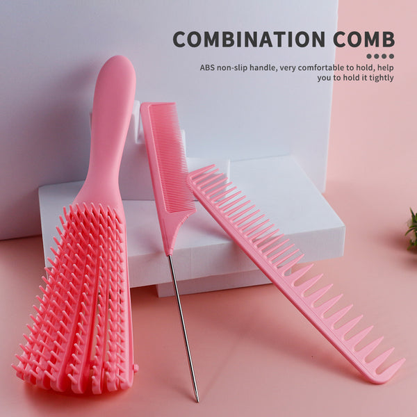 CestoMen 3pcs/set Pink Detangle Brush Set 02