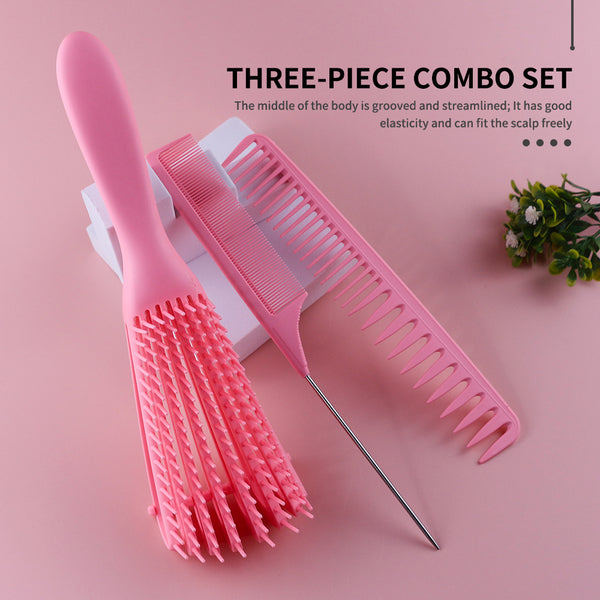 CestoMen 3pcs/set Pink Detangle Brush Set 02