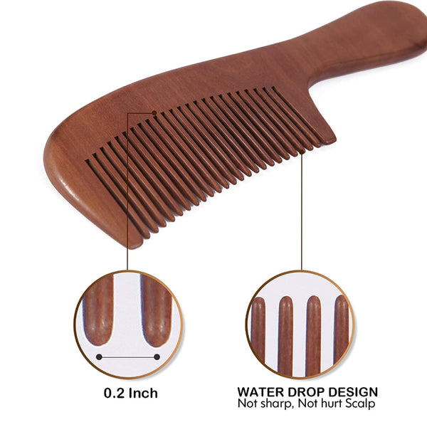 Natural Wood Hair Brush with Wooden Massage Scalp Comb 3 pcs