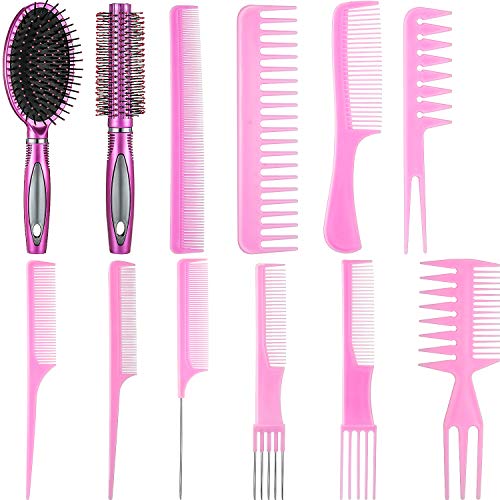12 Pieces Hair Brush Comb Set Paddle Hair Brush Detangling Brush