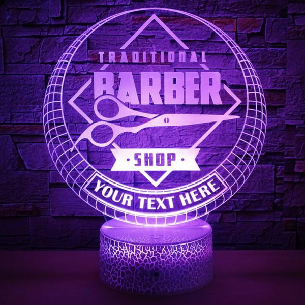 3D LED PERSONALIZED LAMP BARBER Barbershop D3
