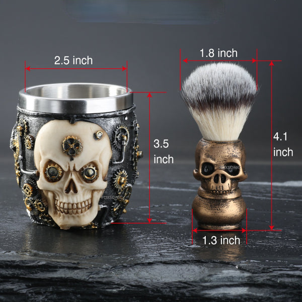 CestoMen Skull Head Shaving Brush Set