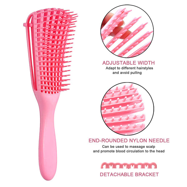 7pcs Pink Hair Brush Set for Woman Man