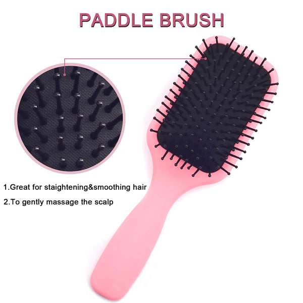 7pcs Pink Hair Brush Set for Woman Man
