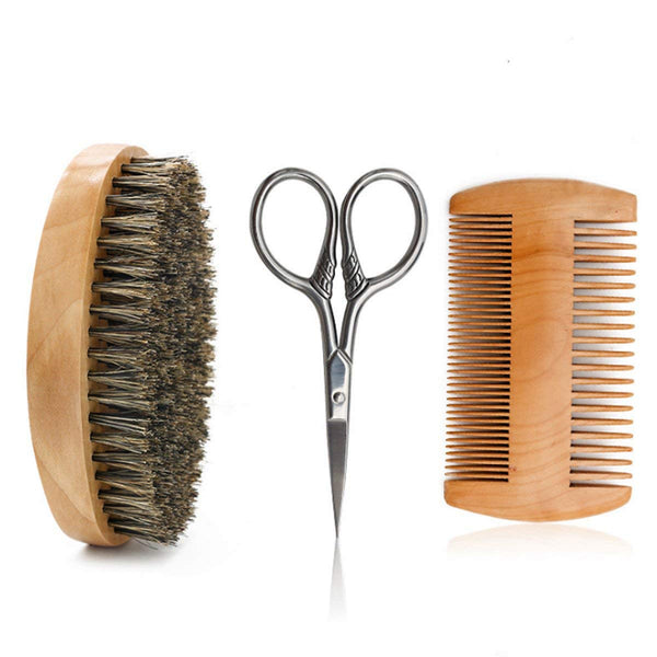 CestoMen Beard Brush & Comb, Scissors Set for Men