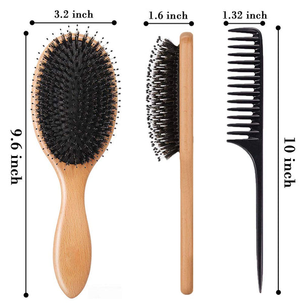 2pcs Boar Bristle Hairbrush for Wet/Dry Hair
