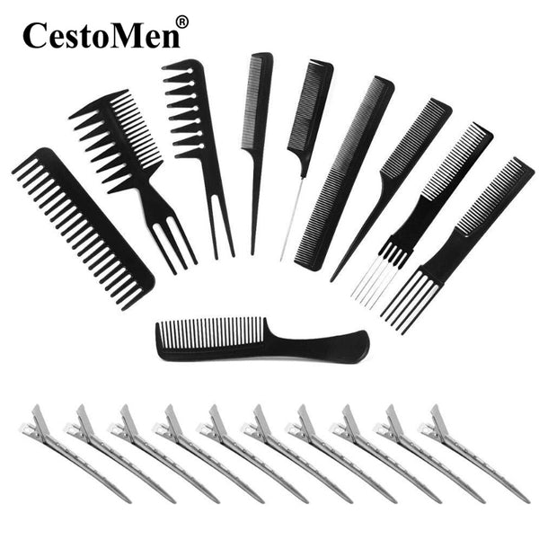 10pcs Professional Styling Comb Set with 20pcs Hair Clips Gifts