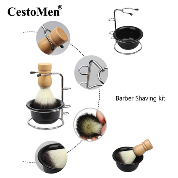Men's Shaving Set, Stainless Steel Shaving Razor&Brush Holder Kit