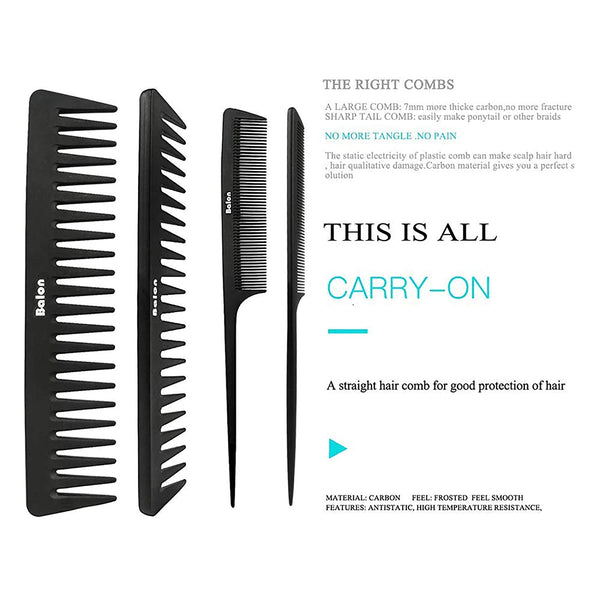 4Pcs Paddle Hair Brush, Detangling Brush and Hair Comb Set