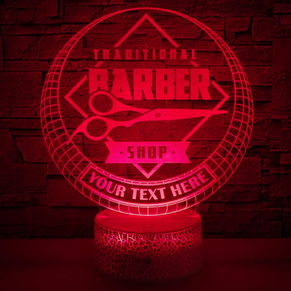 3D LED PERSONALIZED LAMP BARBER Barbershop D3