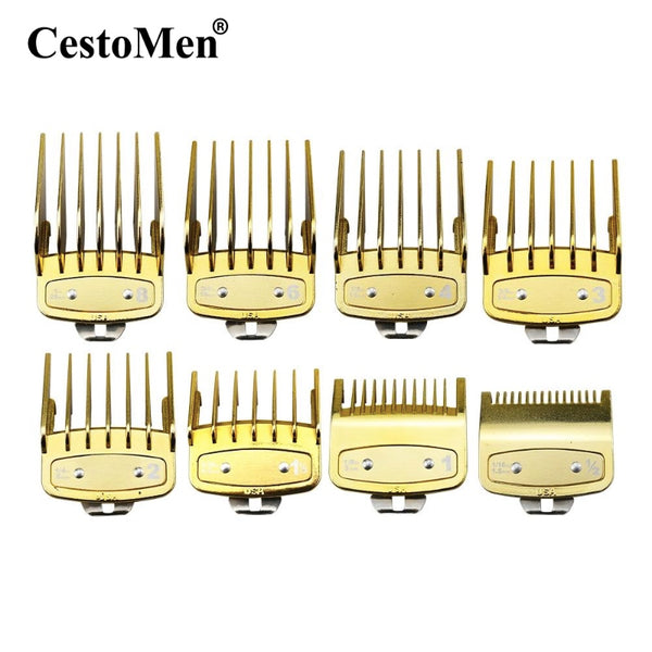 8 Sizes Metal Hair Clipper Guide Gold