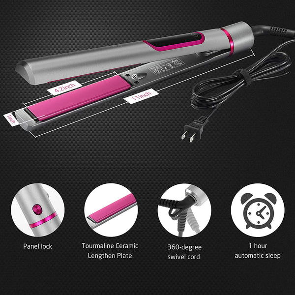 Hair Straightener and Curler 2 in 1 with LCD Temp 290-450℉