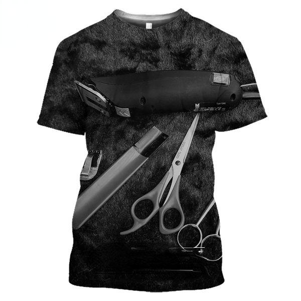 3D Barbershop T-shirt Scissors C5