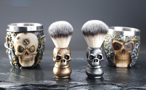 CestoMen Skull Head Shaving Brush Set