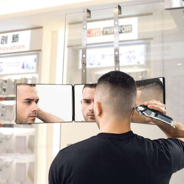 Barber Self Cutting Three-Sided Folding Mirror