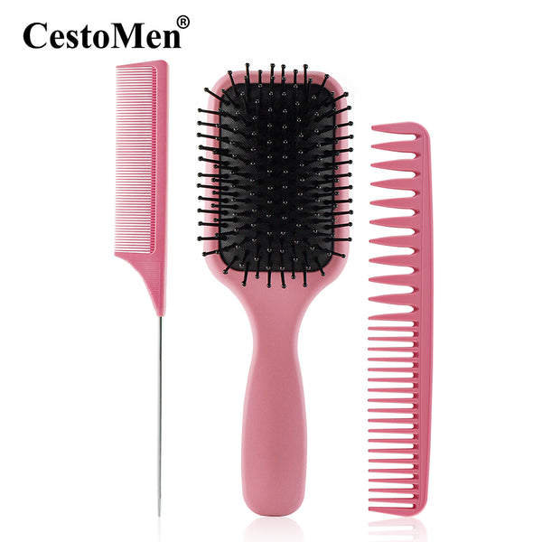 CestoMen 3pcs/set Pink Detangle Brush Set 04