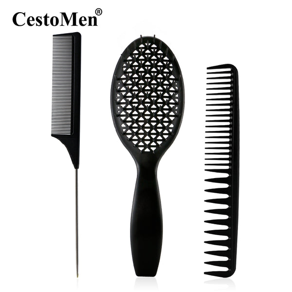 CestoMen 3pcs/set Black Detangle Brush Set 03