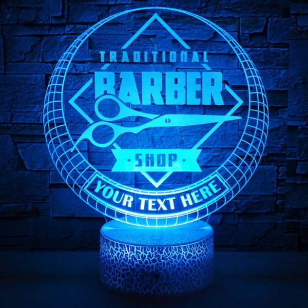 3D LED PERSONALIZED LAMP BARBER Barbershop D3