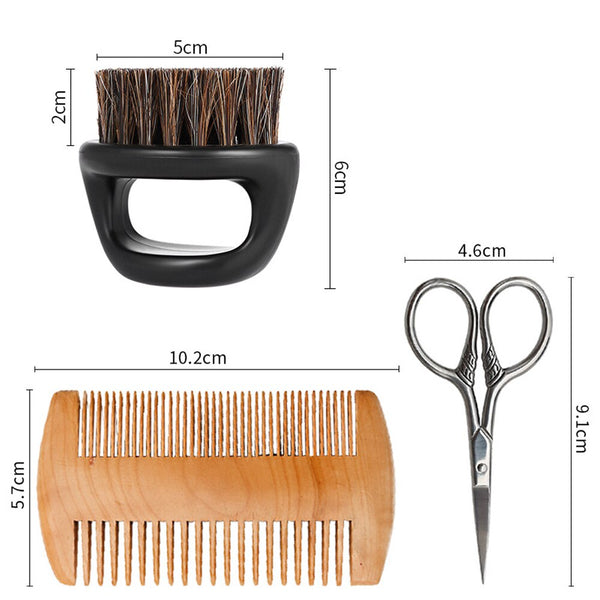 CestoMen 3pcs Boar Bristle Beard Comb & Beard Brush Set