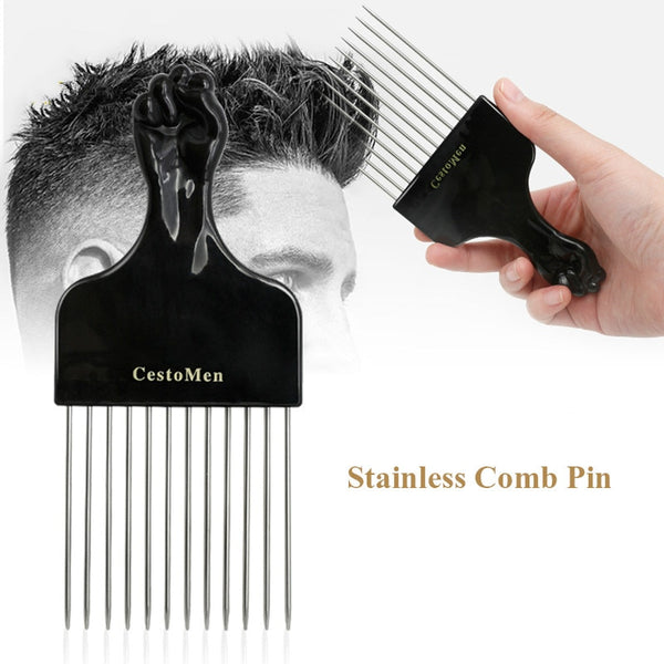 CestoMen 1 PC Afro Comb Metal Pins African Pick Comb