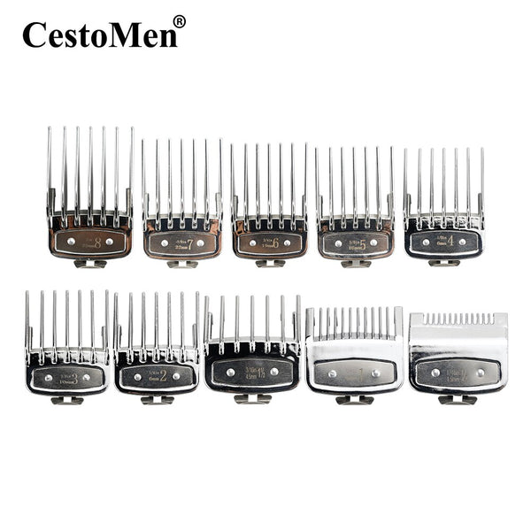 CestoMen 10 Pcs Sliver Universal Hair Clipper Guards Kit