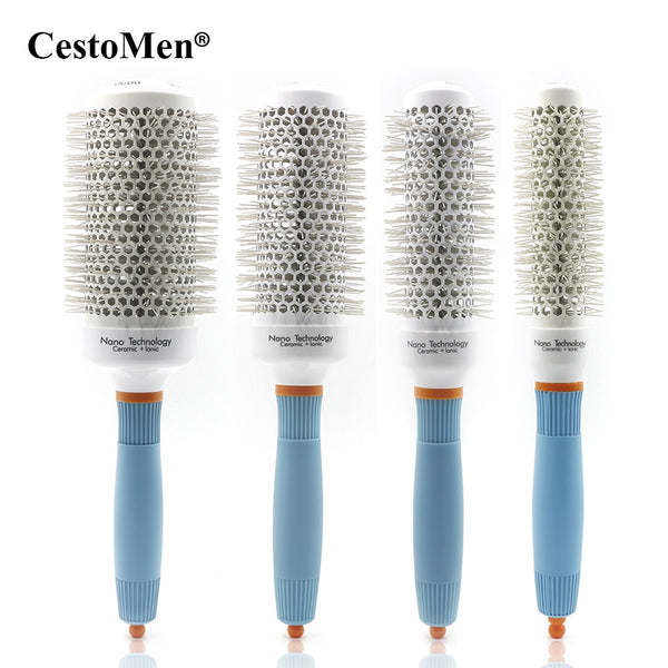 CestoMen Blue Rubber Ceramic Round Brush