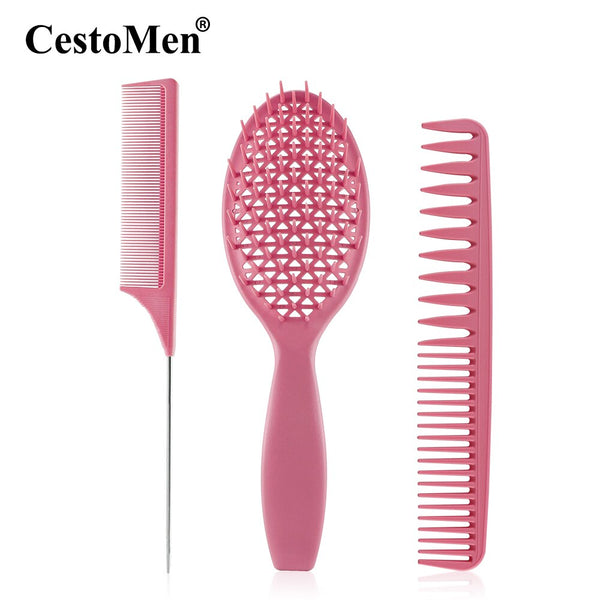 CestoMen 3pcs/set Pink Detangle Brush Set 03