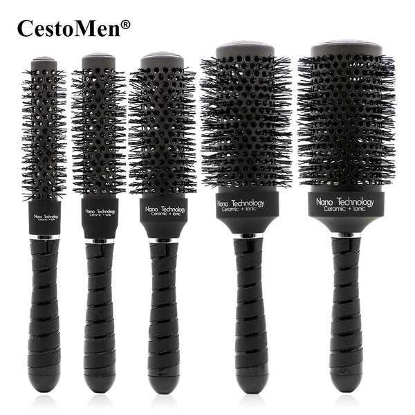 CestoMen Black Ceramic Round Brush