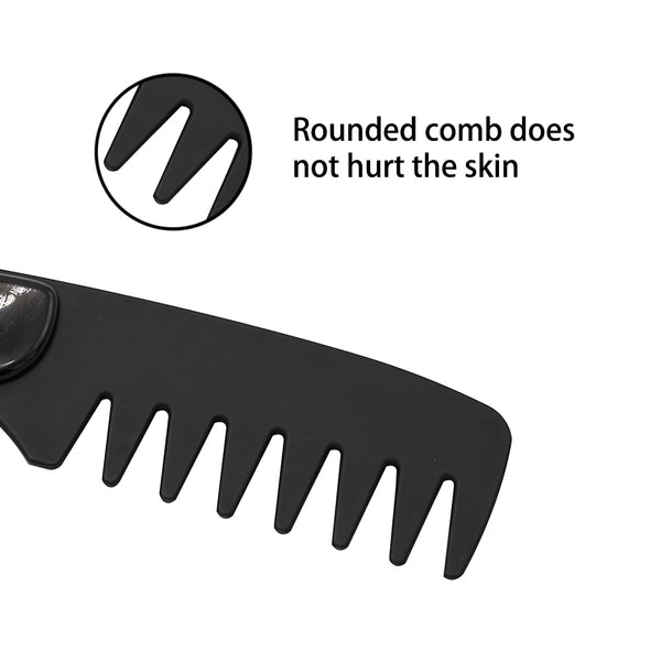 1pc Black Metal Pocket Beard Comb