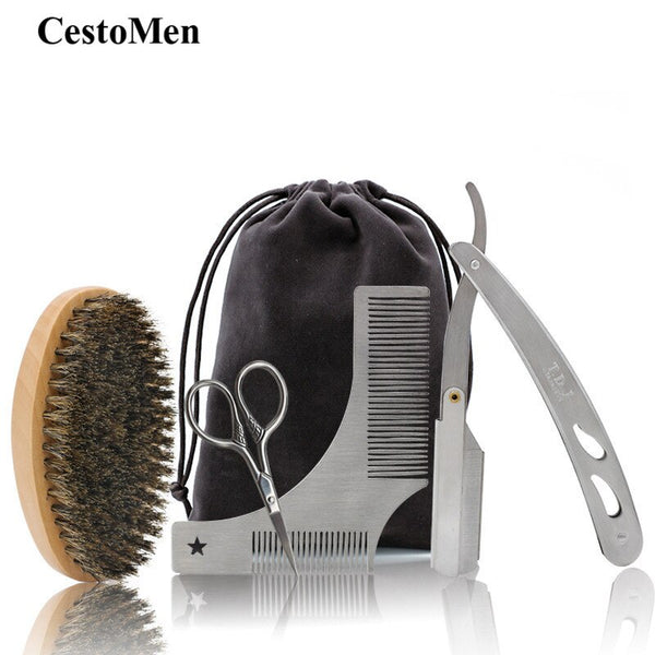 4pcs/set CestoMen Men's Beard Styling Tools Set