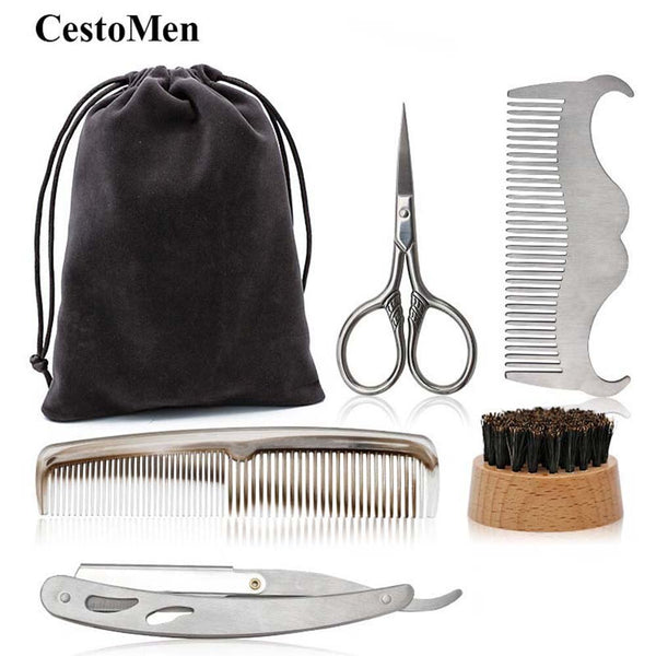 CestoMen Bristle Brush Mens Grooming Set
