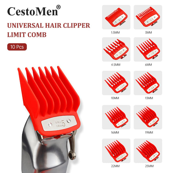 CestoMen Red 10 Pcs/lot Barber Clipper Limit Comb